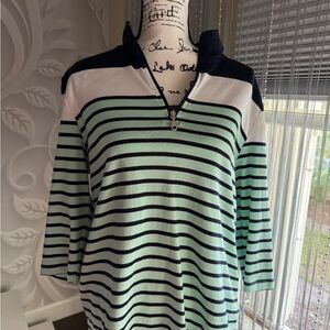 Karen Scott Navy and White Sport Top